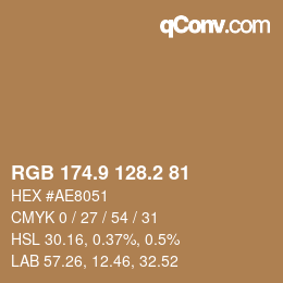 Color code: RGB 174.9 128.2 81 | qconv.com