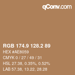 Color code: RGB 174.9 128.2 89 | qconv.com