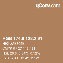 Color code: RGB 174.9 128.2 91 | qconv.com