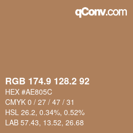 カラーコード: RGB 174.9 128.2 92 | qconv.com