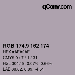カラーコード: RGB 174.9 162 174 | qconv.com