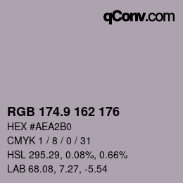 カラーコード: RGB 174.9 162 176 | qconv.com