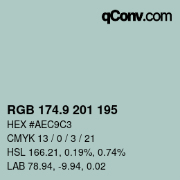 カラーコード: RGB 174.9 201 195 | qconv.com