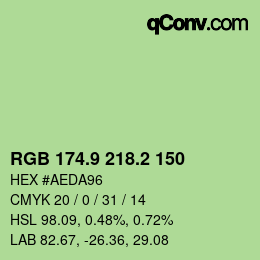 カラーコード: RGB 174.9 218.2 150 | qconv.com