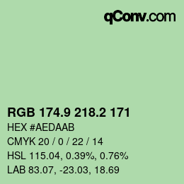 カラーコード: RGB 174.9 218.2 171 | qconv.com