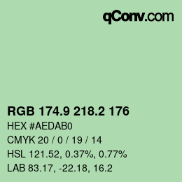 Color code: RGB 174.9 218.2 176 | qconv.com