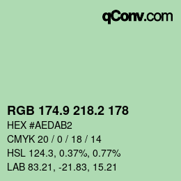 カラーコード: RGB 174.9 218.2 178 | qconv.com