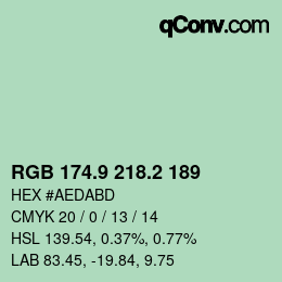 カラーコード: RGB 174.9 218.2 189 | qconv.com