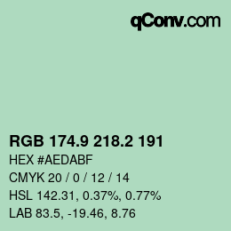 カラーコード: RGB 174.9 218.2 191 | qconv.com