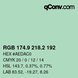 Color code: RGB 174.9 218.2 192 | qconv.com
