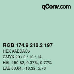 Color code: RGB 174.9 218.2 197 | qconv.com