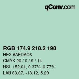 Color code: RGB 174.9 218.2 198 | qconv.com