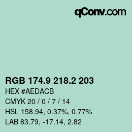 Color code: RGB 174.9 218.2 203 | qconv.com