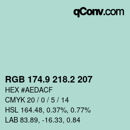 Color code: RGB 174.9 218.2 207 | qconv.com
