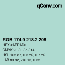Color code: RGB 174.9 218.2 208 | qconv.com