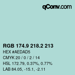 カラーコード: RGB 174.9 218.2 213 | qconv.com