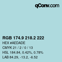 Color code: RGB 174.9 218.2 222 | qconv.com