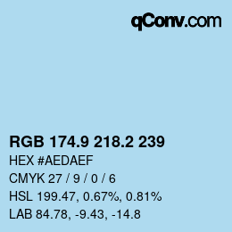 Color code: RGB 174.9 218.2 239 | qconv.com