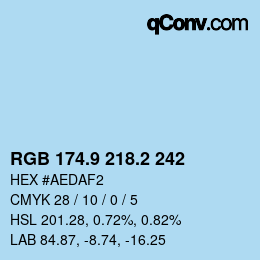 Color code: RGB 174.9 218.2 242 | qconv.com
