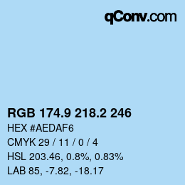 Color code: RGB 174.9 218.2 246 | qconv.com
