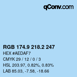 Color code: RGB 174.9 218.2 247 | qconv.com