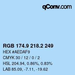 Color code: RGB 174.9 218.2 249 | qconv.com