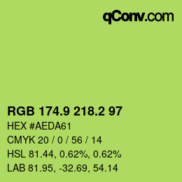 カラーコード: RGB 174.9 218.2 97 | qconv.com