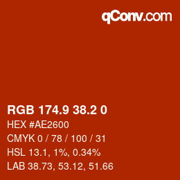 Color code: RGB 174.9 38.2 0 | qconv.com