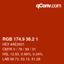 カラーコード: RGB 174.9 38.2 1 | qconv.com