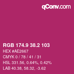 カラーコード: RGB 174.9 38.2 103 | qconv.com