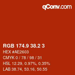 Color code: RGB 174.9 38.2 3 | qconv.com