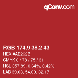 Color code: RGB 174.9 38.2 43 | qconv.com