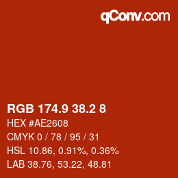 Color code: RGB 174.9 38.2 8 | qconv.com