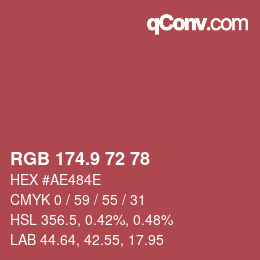 カラーコード: RGB 174.9 72 78 | qconv.com