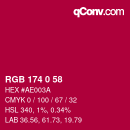 Color code: RGB 174 0 58 | qconv.com