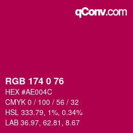 Color code: RGB 174 0 76 | qconv.com