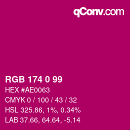 颜色代码: RGB 174 0 99 | qconv.com