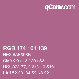 Code couleur: RGB 174 101 139 | qconv.com