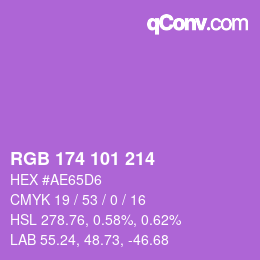 カラーコード: RGB 174 101 214 | qconv.com