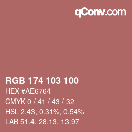 Color code: RGB 174 103 100 | qconv.com