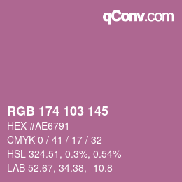 Color code: RGB 174 103 145 | qconv.com