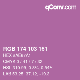 Color code: RGB 174 103 161 | qconv.com