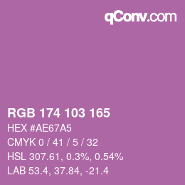 Color code: RGB 174 103 165 | qconv.com