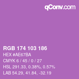 Color code: RGB 174 103 186 | qconv.com