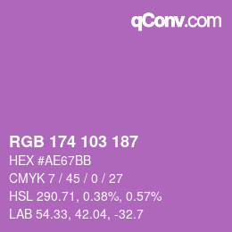 Color code: RGB 174 103 187 | qconv.com