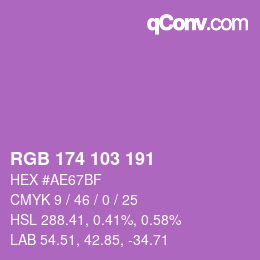 Color code: RGB 174 103 191 | qconv.com