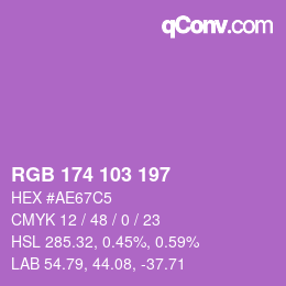 Color code: RGB 174 103 197 | qconv.com