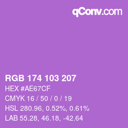 カラーコード: RGB 174 103 207 | qconv.com