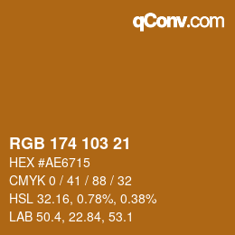 Color code: RGB 174 103 21 | qconv.com