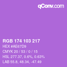 Color code: RGB 174 103 217 | qconv.com